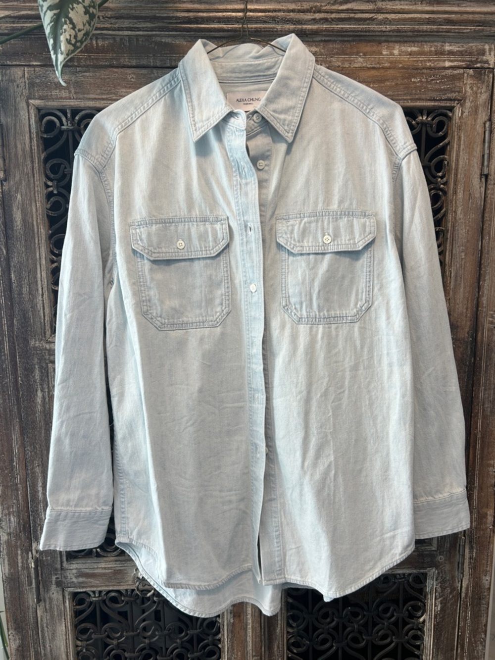 Madewell x Alexa Chung Light Blue Denim  Oversized Button-Up Shirt